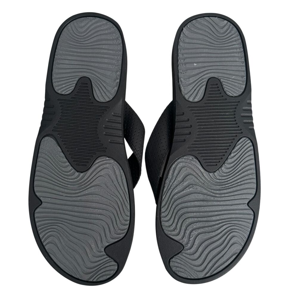 MALIDA Sandals Mens Size 12 Black Thong Flip Flops Comfort Beach Shoes - Picture 3 of 4